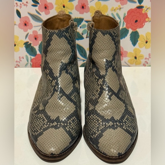 Lucky Brand Lenree Women’s Ankle Bootie 7.5 Snake Print Leather EUC - Picture 3 of 6